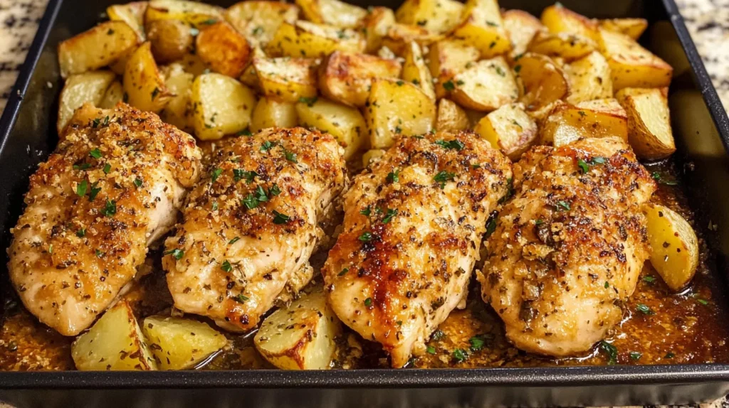 Garlic Parmesan Chicken and Potatoes One Pan Dinnerere04