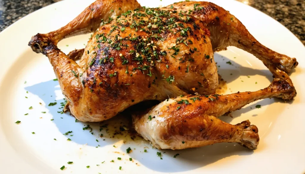 Garlicky Roasted Spatchcock Chicken