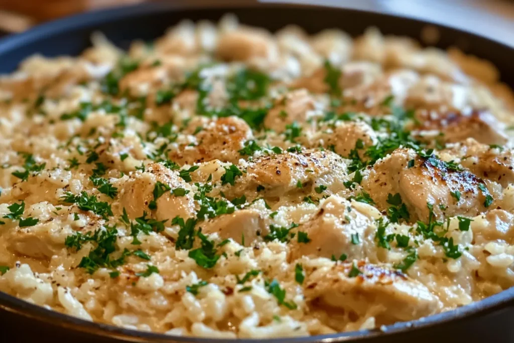 One-Pan Creamy Parmesan Chicken & Rice