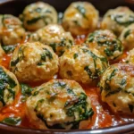 Baked Chicken Ricotta Meatballs with Spinach