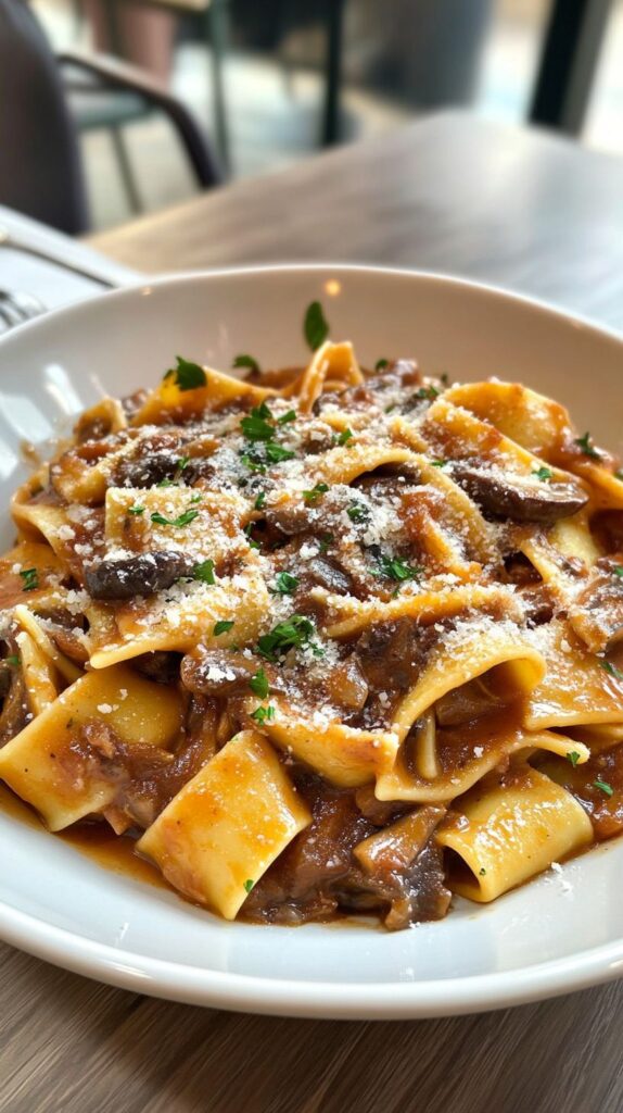 PAPPARDELLE PASTA WITH PORTOBELLO MUSHROOM RAGU