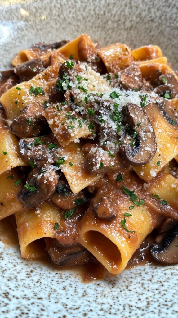 PAPPARDELLE PASTA WITH PORTOBELLO MUSHROOM RAGU