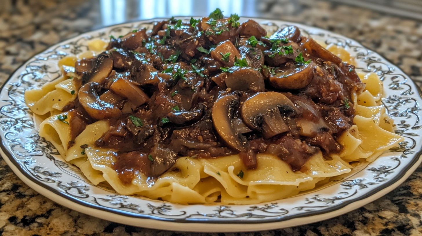 PAPPARDELLE PASTA WITH PORTOBELLO MUSHROOM RAGU