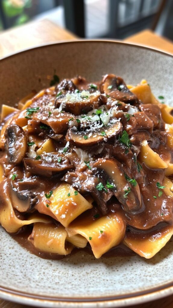 PAPPARDELLE PASTA WITH PORTOBELLO MUSHROOM RAGU