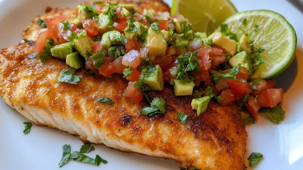 Coconut Lime Fish with Avocado Salsa