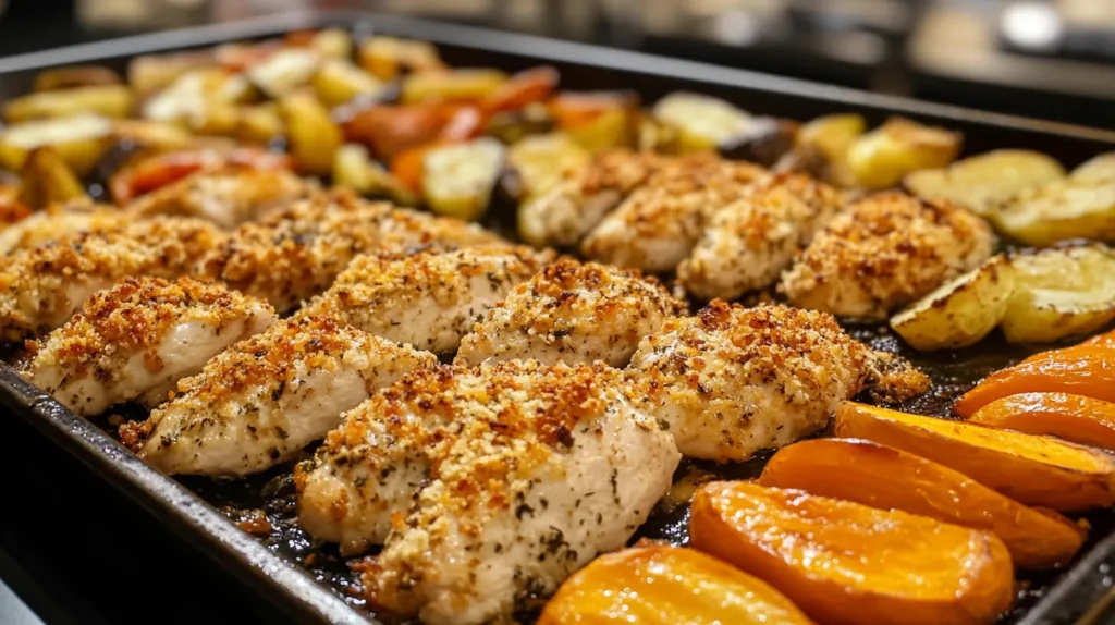 Parmesan-Crusted Chicken Sheet Pan Dinner