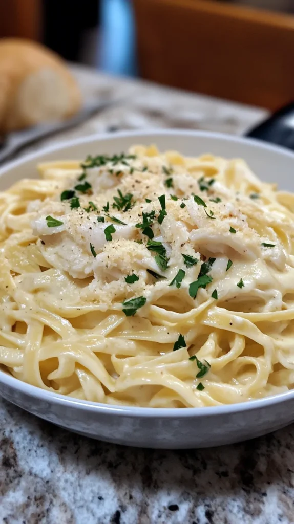 Creamy Crab Fettuccine Alfredo