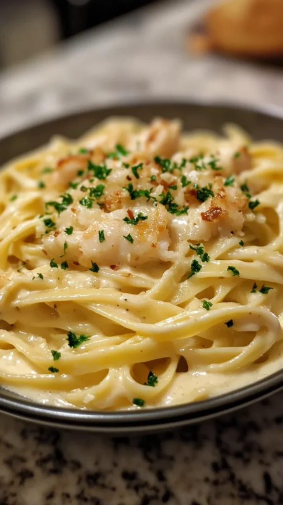 Creamy Crab Fettuccine Alfredo