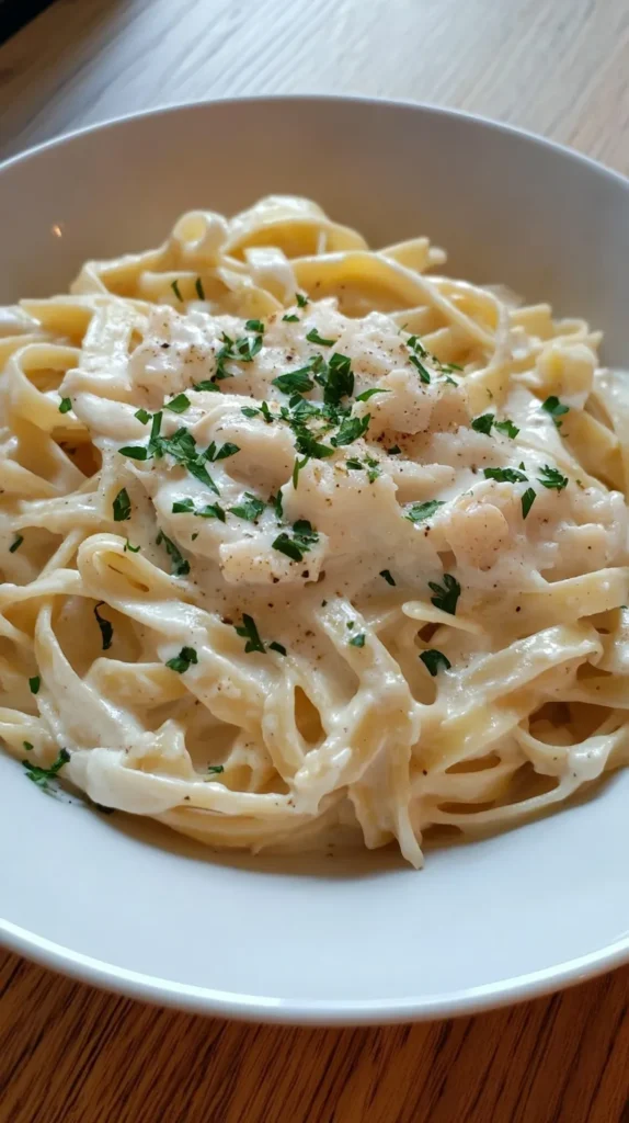 Creamy Crab Fettuccine Alfredo