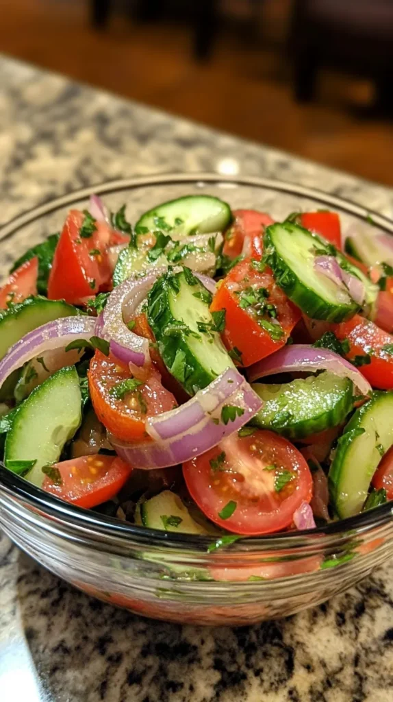 Fresh Tangy Marinated Cucumber Onion and Tomato Salad3 1