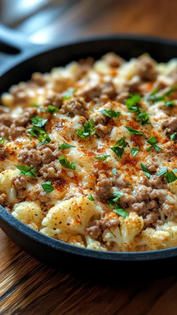 Garlic Butter Ground Turkey with Cauliflower Skillet