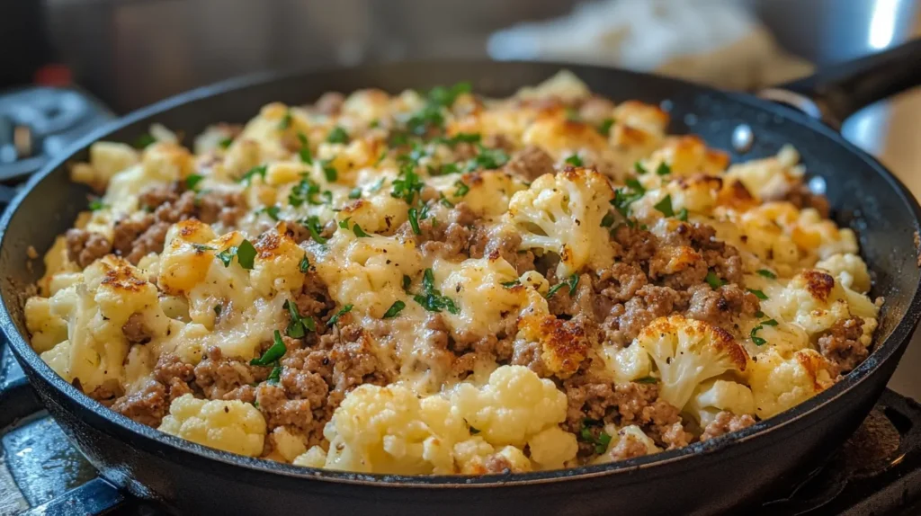 Garlic Butter Ground Turkey with Cauliflower Skillet