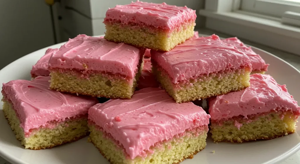 Pink Vanilla Cake Squares