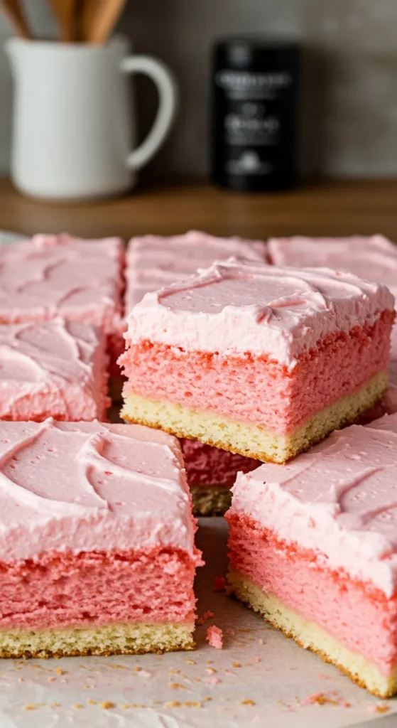 Pink Vanilla Cake Squares