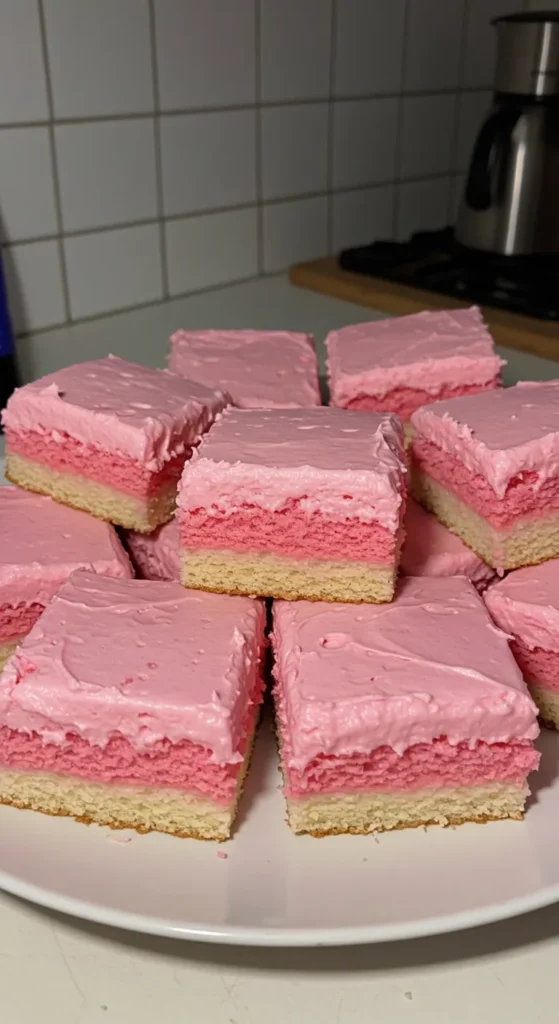 Pink Vanilla Cake Squares