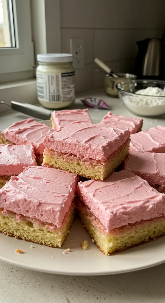 Pink Vanilla Cake Squares