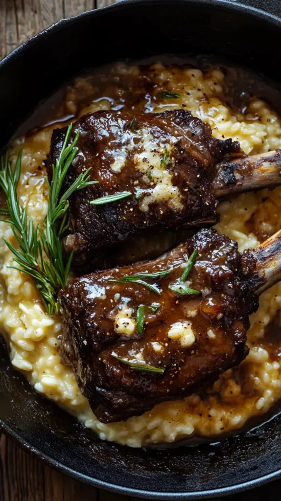 Succulent Short Ribs Slow-Cooked in Cola with Creamy Parmesan Risotto