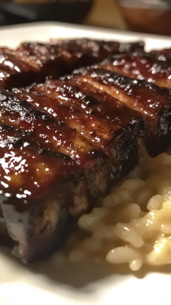 Succulent Short Ribs Slow-Cooked in Cola with Creamy Parmesan Risotto