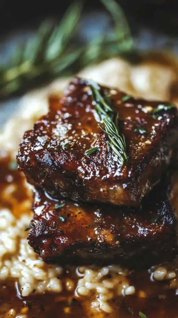 Succulent Short Ribs Slow-Cooked in Cola with Creamy Parmesan Risotto