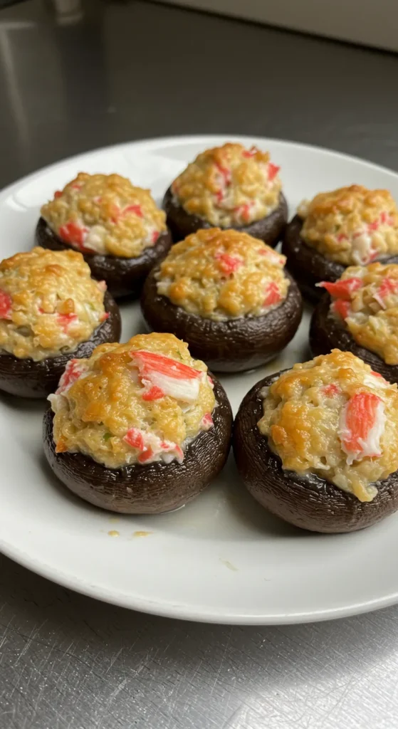 delicious mushrooms stuffed with crab meat