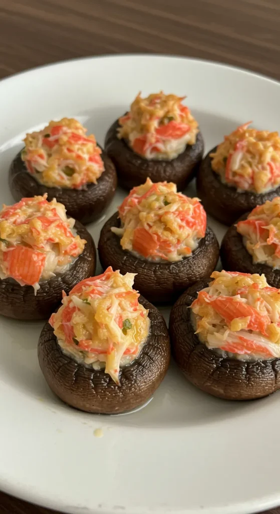 delicious mushrooms stuffed with crab meat