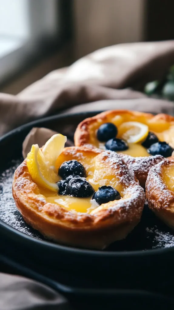 Dutch Babies with Lemon Curd and Blueberries