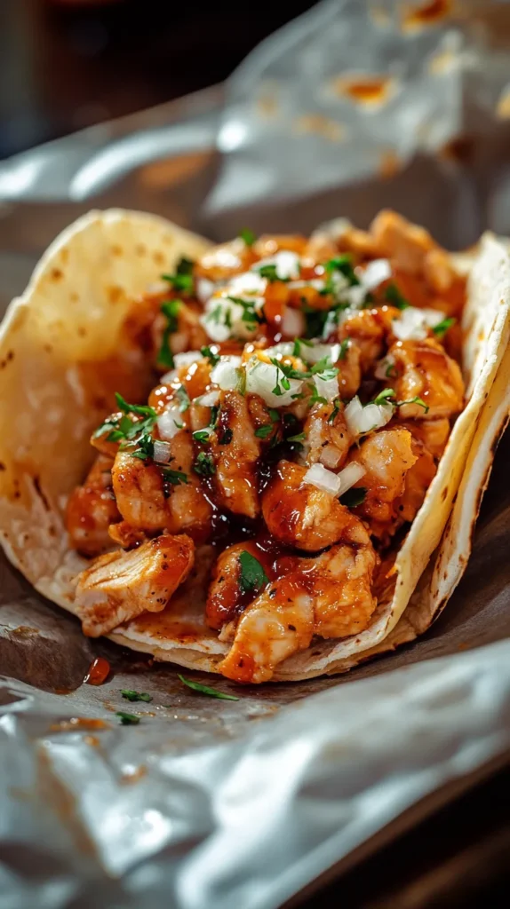 Garlic Butter Honey BBQ Chicken Tacos