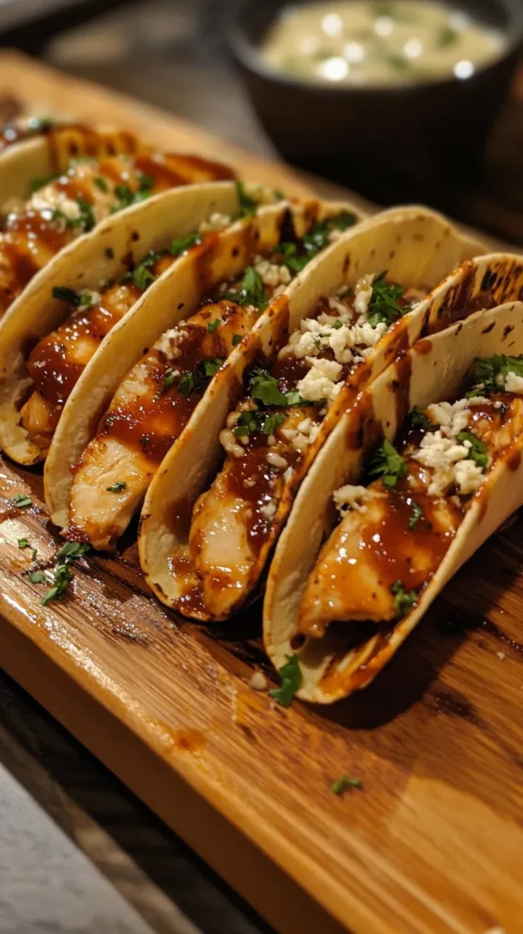 Garlic Butter Honey BBQ Chicken Tacos