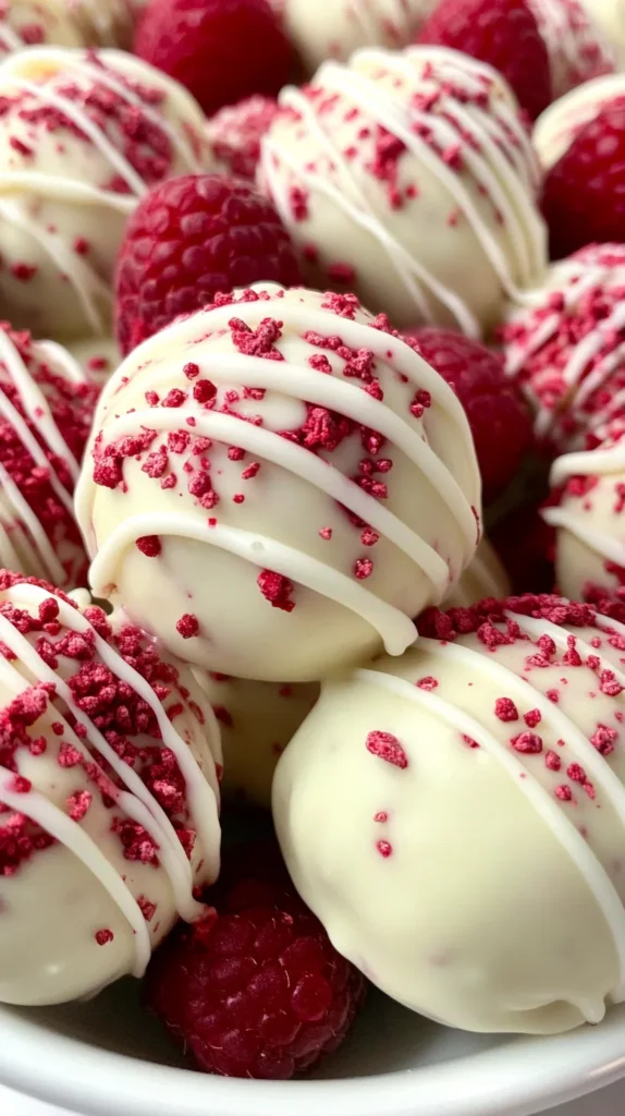 White Chocolate Raspberry Cheesecake Balls