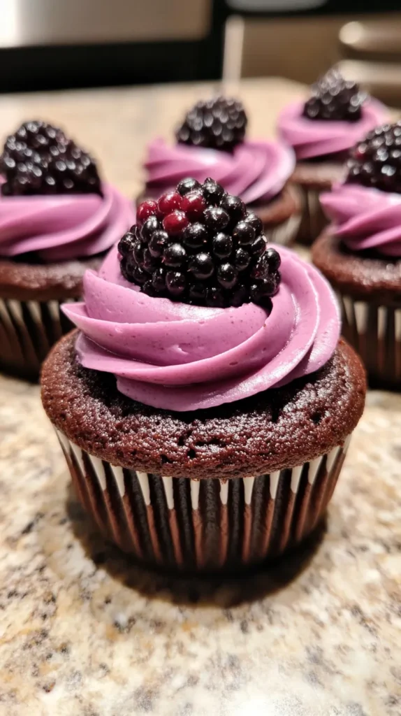 Dark Chocolate Blackberry Cupcakes