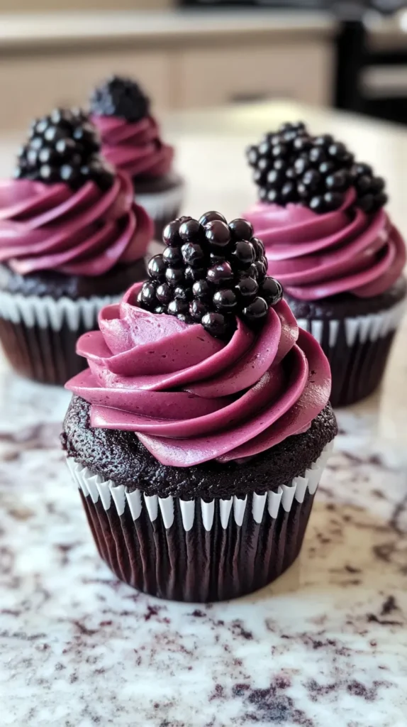 Dark Chocolate Blackberry Cupcakes