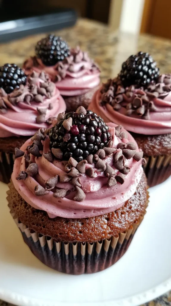 Dark Chocolate Blackberry Cupcakes