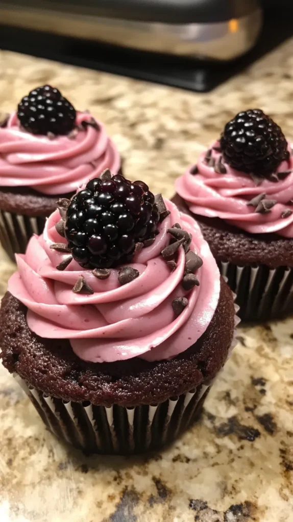 Dark Chocolate Blackberry Cupcakes