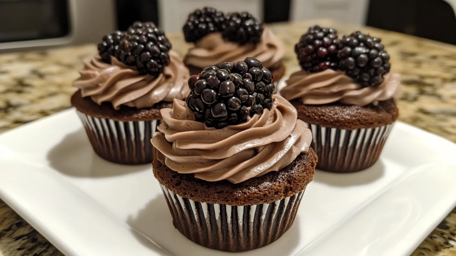 Dark Chocolate Blackberry Cupcakes